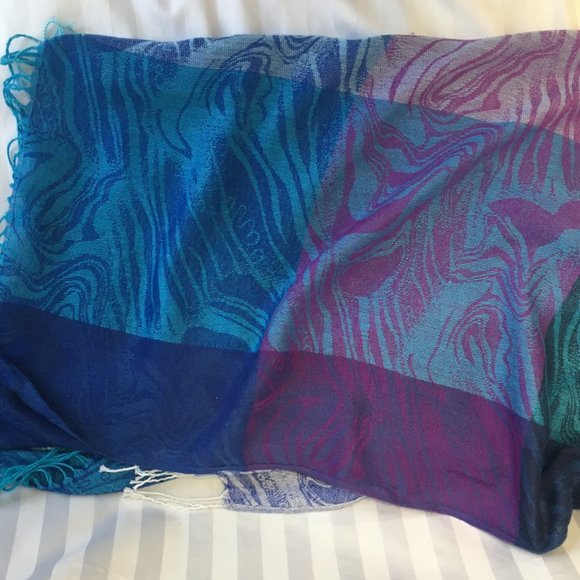 Women Gray Purple Blue 100% Pashmina Scarf Wrap Shawl Bohemian Cashmere Boho - Picture 11 of 12